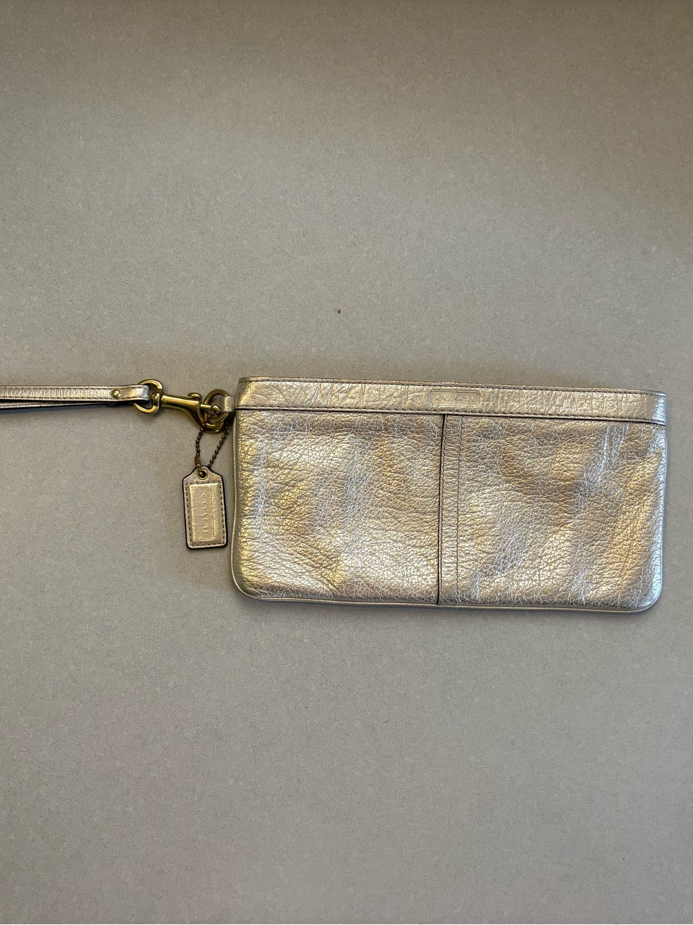 Coach Metallic Gold Leather Wristlet
